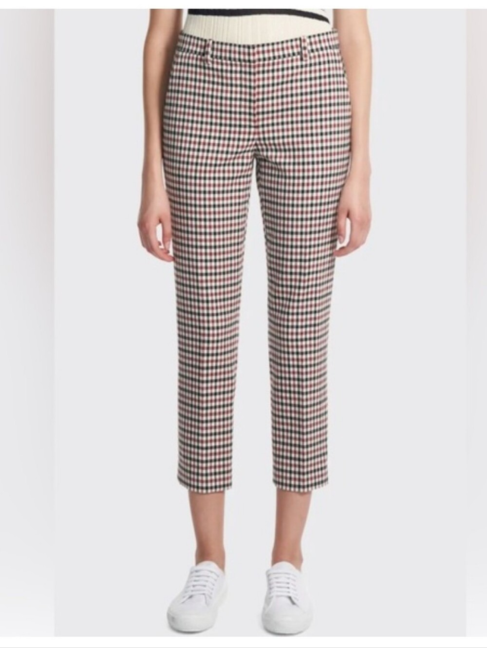 THEORY Trecca cropped gingham stretch-crepe slim-leg pants SIZE 6